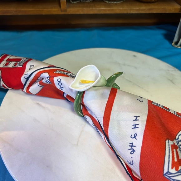 Napkin rings, vintage ceramic white flowers with green stems- vintage - Picture 7 of 9